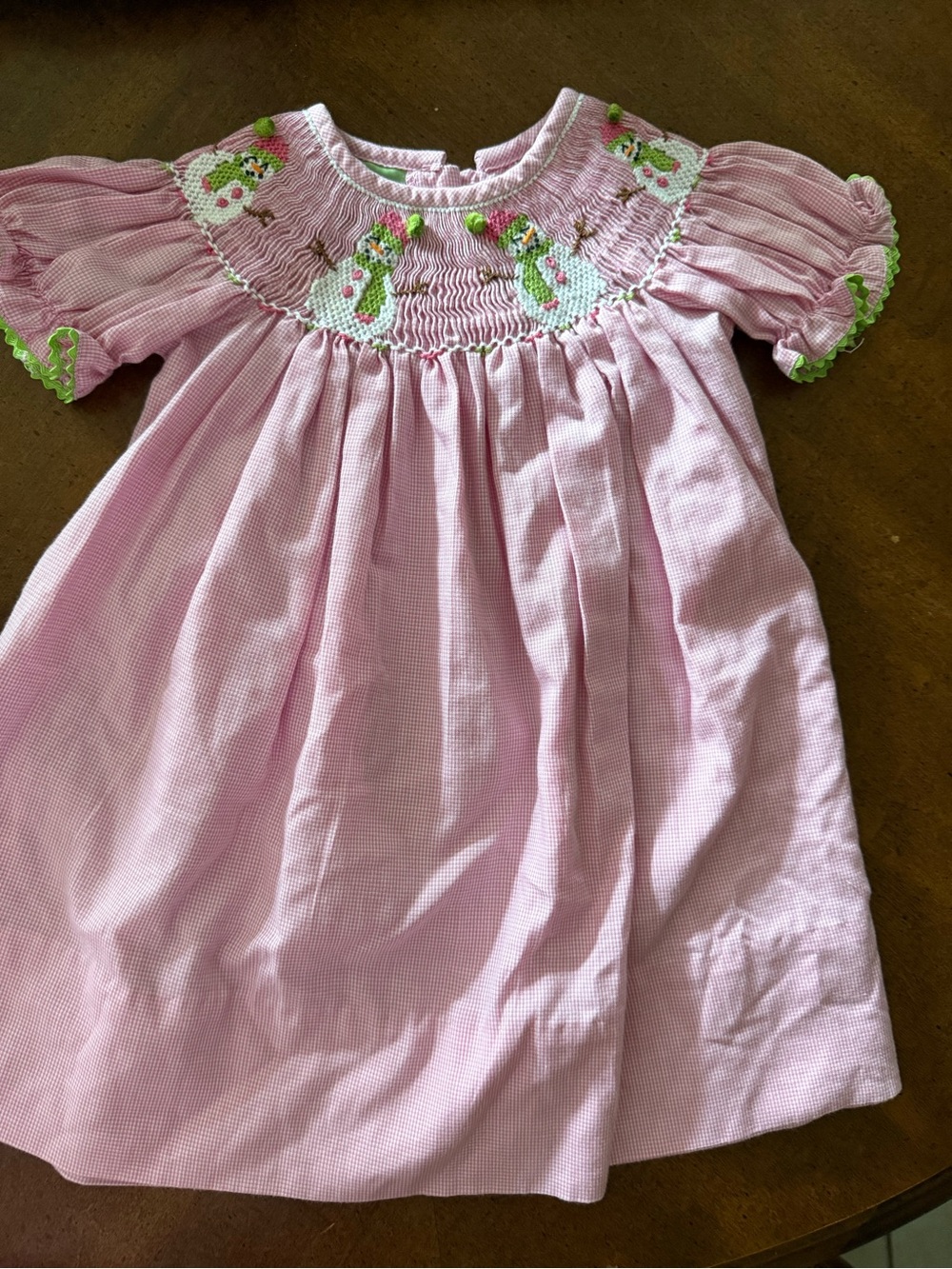 Snowman smocked dress